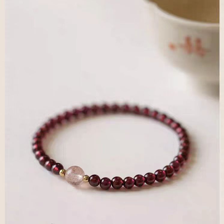 Garnet & Strawberry Quartz Bracelet