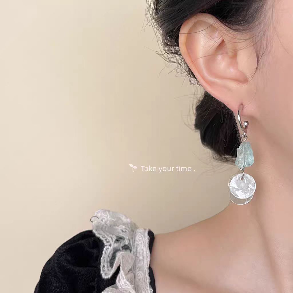 Aquamarine & Shell Earrings