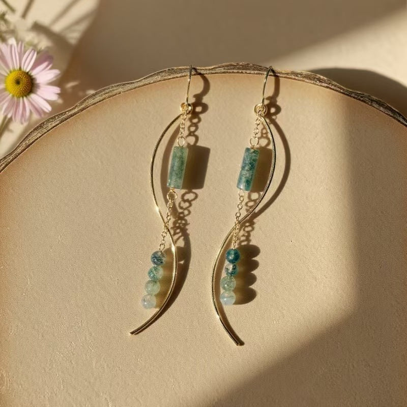Moss Agate Flowing Earrings