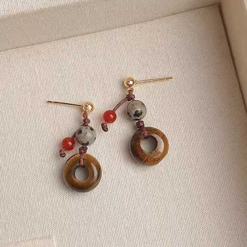 Tiger Eye Crystal Drop Earrings – Balance & Vitality