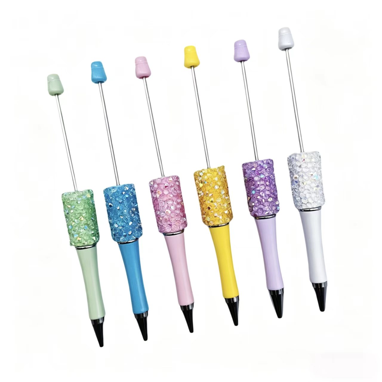 12Pcs DIY Diamond Beadable Pen - Plastic Rhinestone Beaded Pens - Fancy Cute Glitter Pens for Crafting – School Supplies, Office Item
