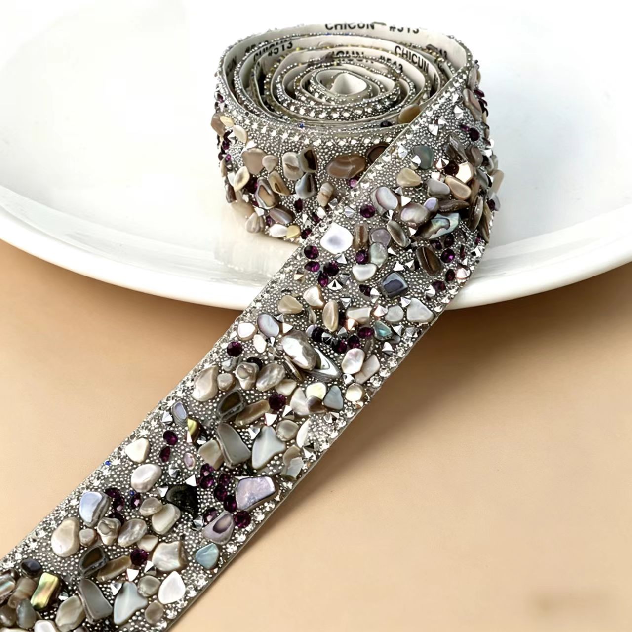 Colorful Crystal Rhinestone Trim Ribbon Stone Iron On Applique Chain Embellishment Sewing Accessories DIY Clothing Phone ect