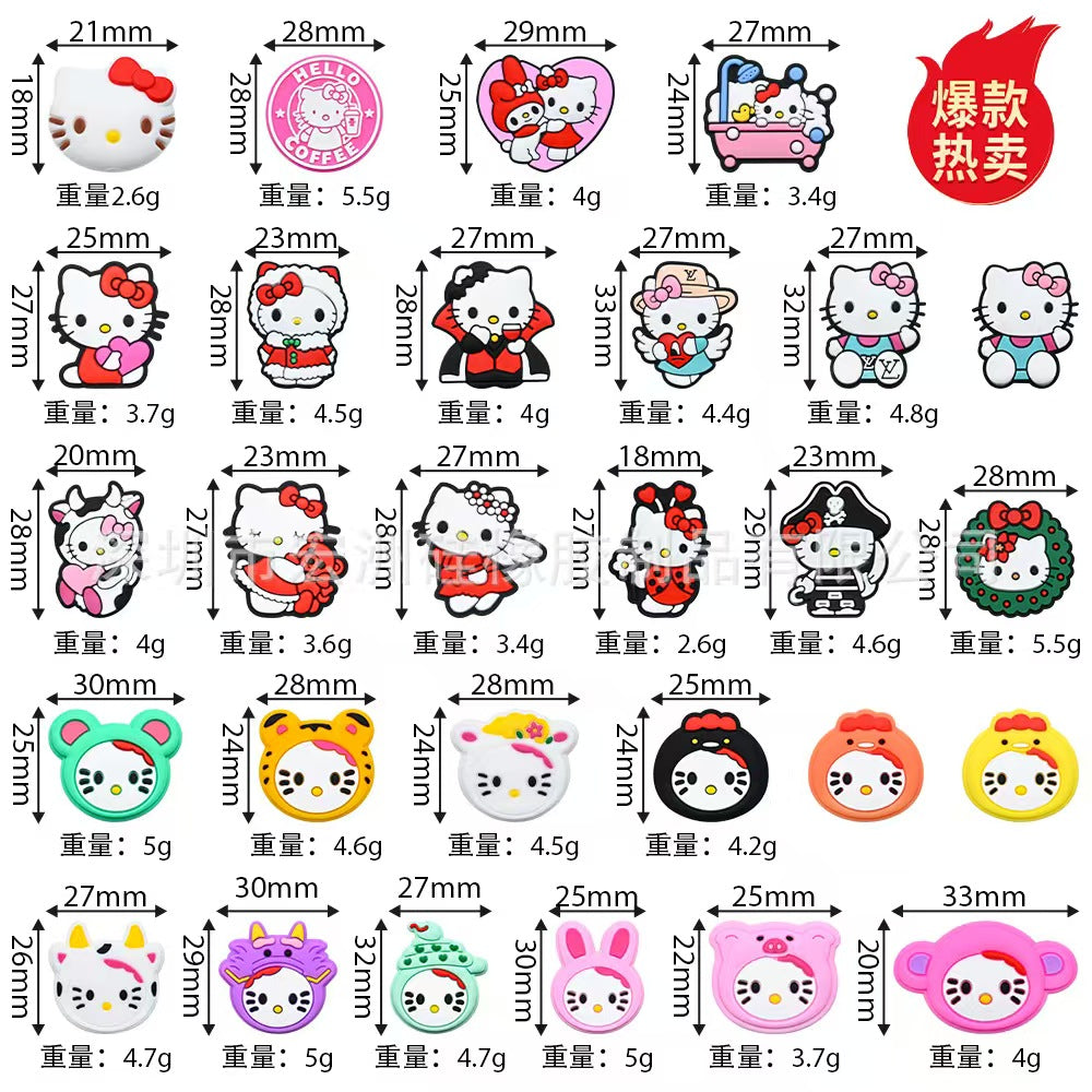 Kawaii Cartoon Kitty Silicone Focal Beads 🐱 | DIY Pacifier Clips, Keychains & Jewelry Making Supplies (Mixed Designs)20 pcs