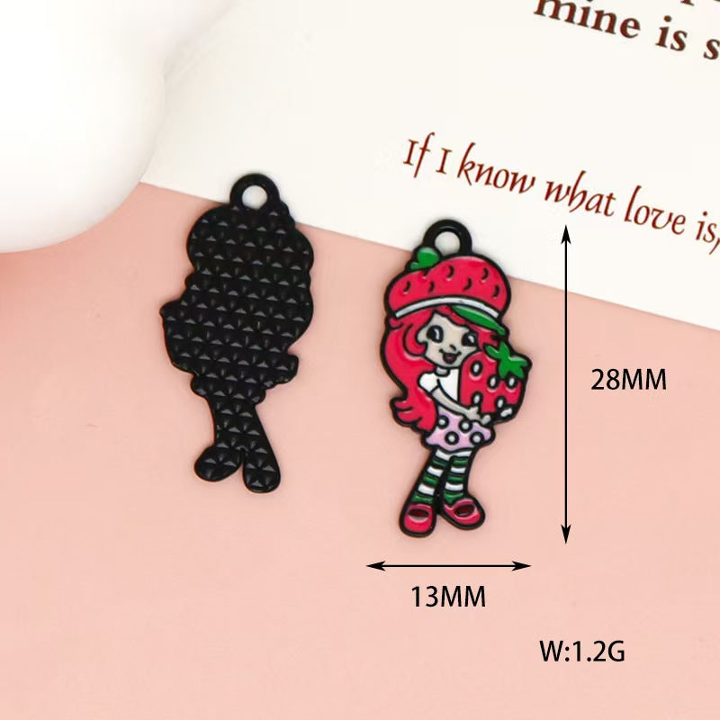 Strawberry Alloy Charms for DIY Jewelry, Keychains & Phone Straps – Cute Cartoon Pendant Accessories (10pcs)