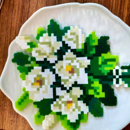Pixel Flower DIY Craft Charm - Green Daisy Bead Bouquet