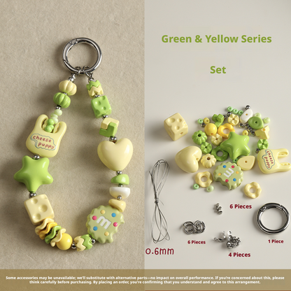Aesthetic Coquette DIY Phone Strap Kit | Pastel Candy Enamel Bead Mix | Custom Pop Mart Mini Figure Bag Charm | Y2K Beaded Keychain Supplies | Personalized Gift for Blind Box Collectors