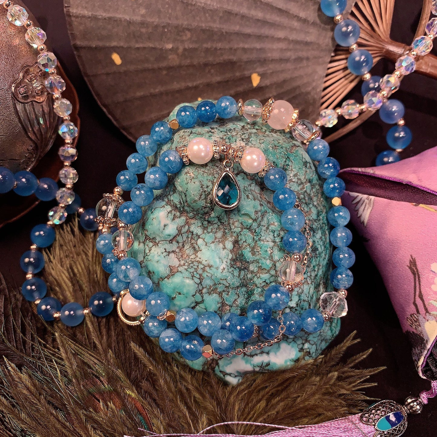 Double-Layer Blue Crystal Bracelet