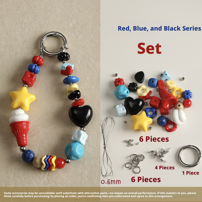 Aesthetic Coquette DIY Phone Strap Kit | Pastel Candy Enamel Bead Mix | Custom Pop Mart Mini Figure Bag Charm | Y2K Beaded Keychain Supplies | Personalized Gift for Blind Box Collectors