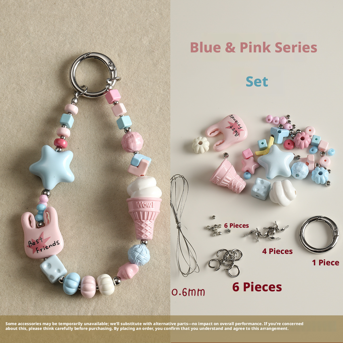 Aesthetic Coquette DIY Phone Strap Kit | Pastel Candy Enamel Bead Mix | Custom Pop Mart Mini Figure Bag Charm | Y2K Beaded Keychain Supplies | Personalized Gift for Blind Box Collectors