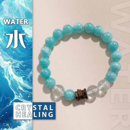 Amazonite Serenity Bracelet with Clear Quartz & Sacred Agarwood