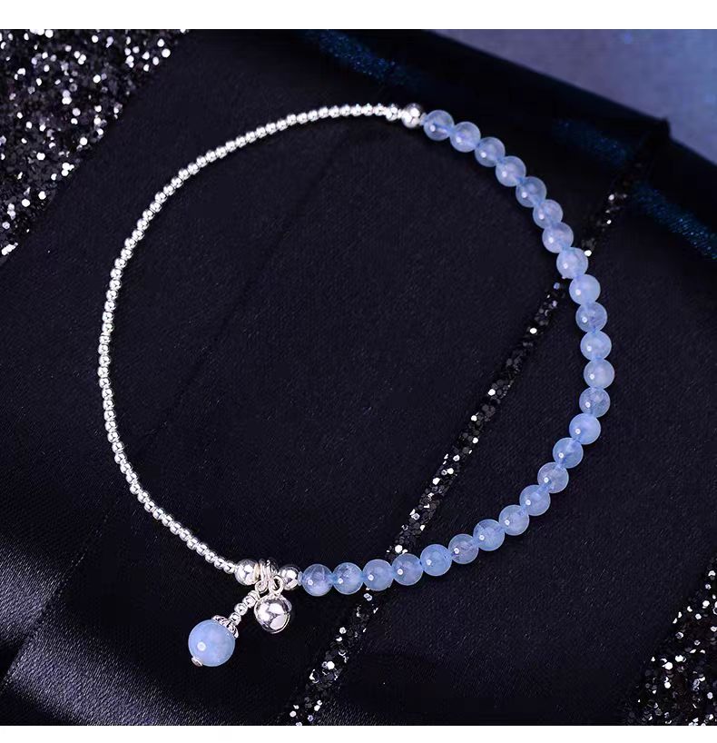 Serene Whisper Blue Chalcedony & Silver Bead