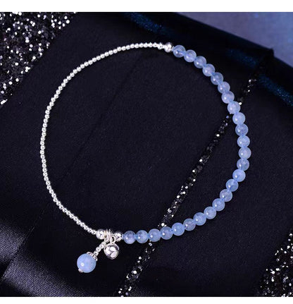 Serene Whisper Blue Chalcedony & Silver Bead