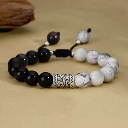 Yin & Yang Harmony Bracelet – Black Obsidian & White Howlite Crystal