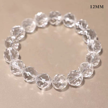Clear beaded bracelet on a beige background with '12MM' text.