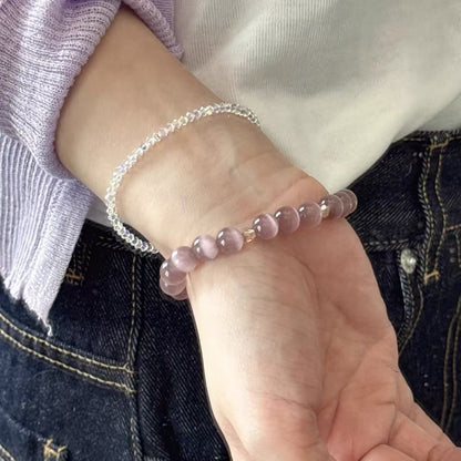Rose Mauve Cat's Eye Crystal Bracelet