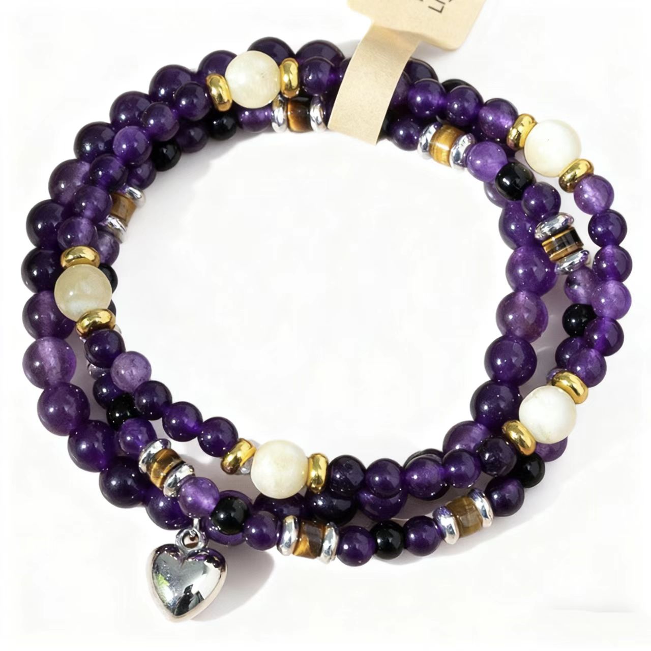 Turquoise  Double Wrap with Heart Charm Bracelet