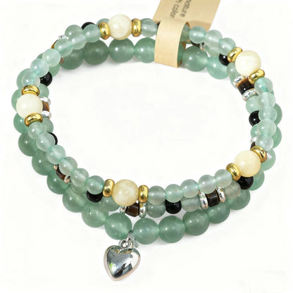 Turquoise  Double Wrap with Heart Charm Bracelet