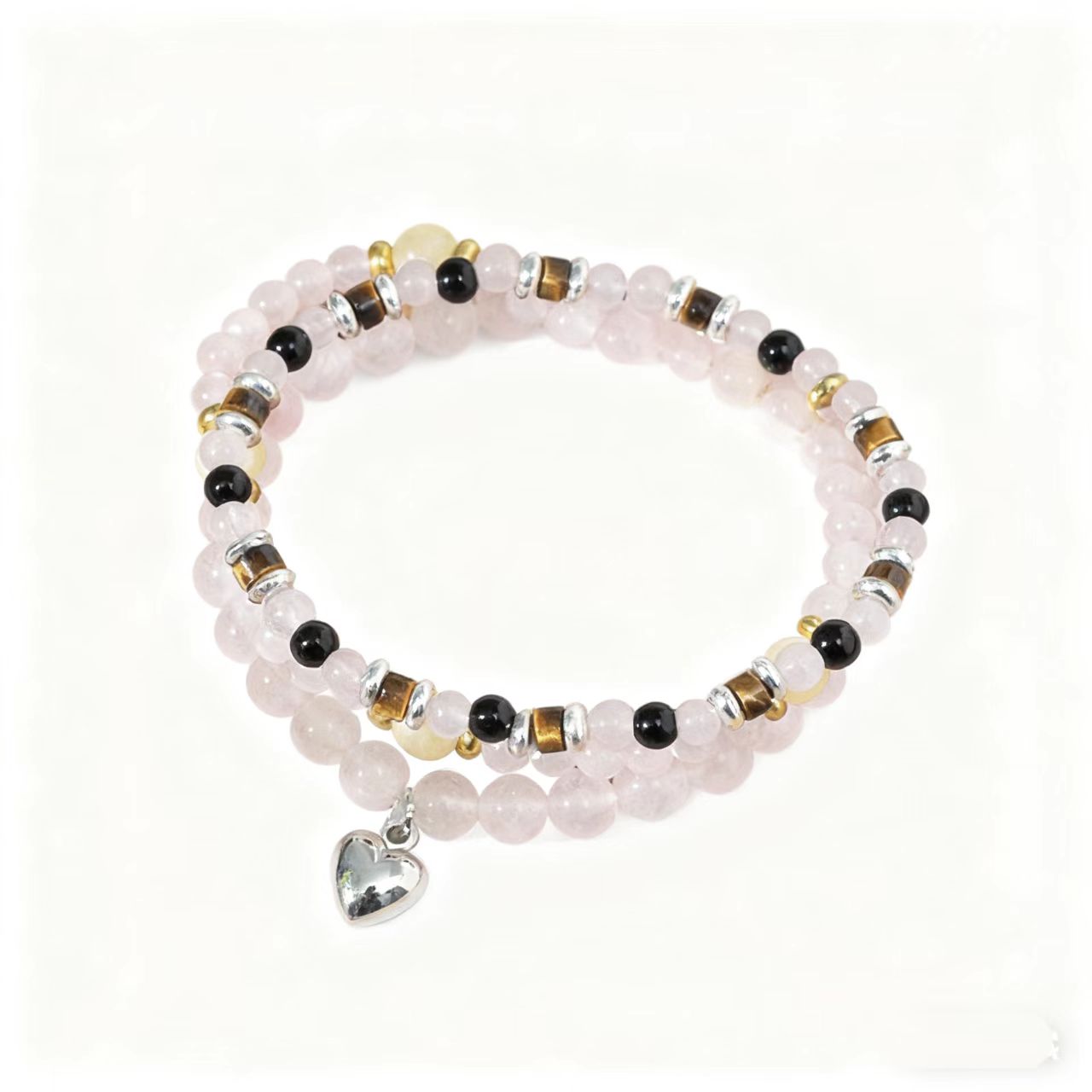 Turquoise  Double Wrap with Heart Charm Bracelet