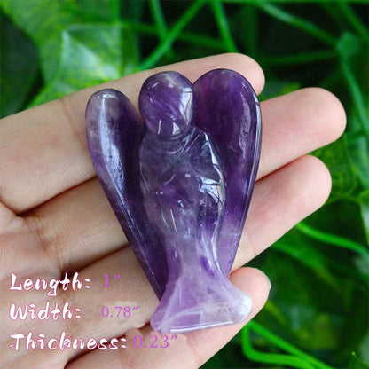 Hand-Carved Amethyst Angel Figurine