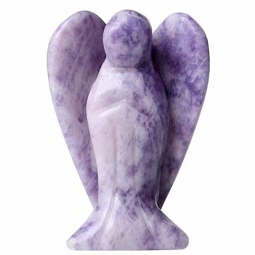 Hand-Carved Amethyst Angel Figurine