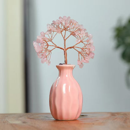 Rainbow Crystal Healing Tree in Ceramic Vase