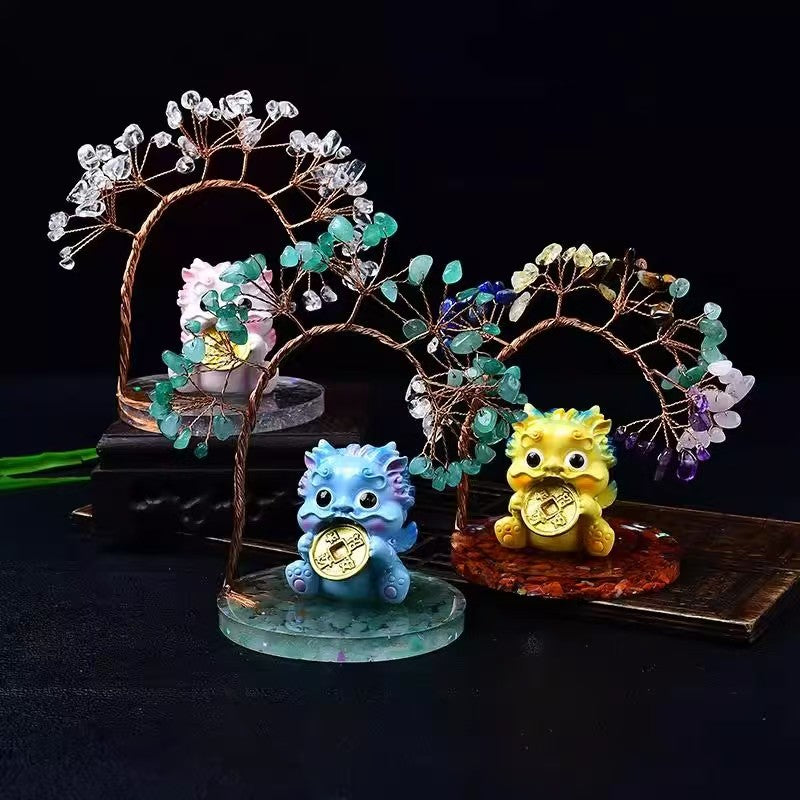 Pixiu Crystal Tree with Rainbow  Base