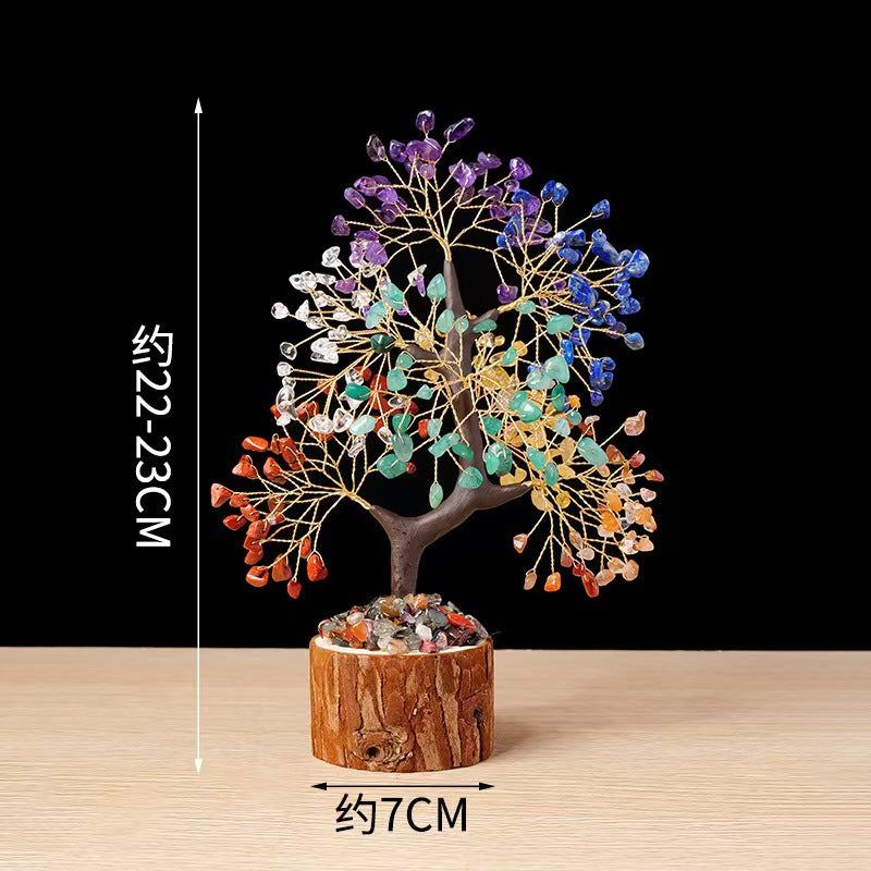 🌈 Chakra Crystal Tree of Life 7 Chakra Gem Tree on Wooden Base
