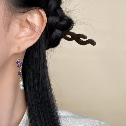 Amethyst & Pearl  Dangle Earrings