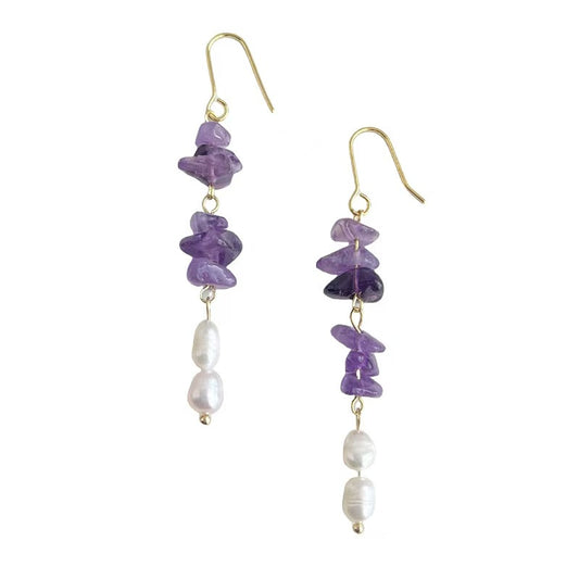 Amethyst & Pearl  Dangle Earrings