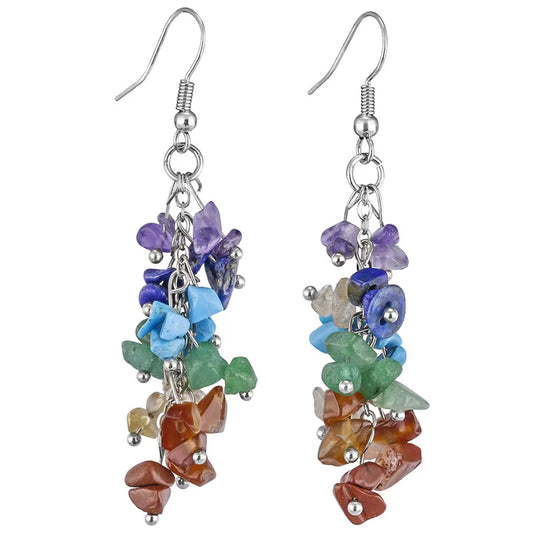 Rainbow Crystal Cluster Drop Earrings