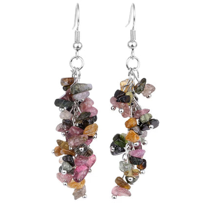 Rainbow Crystal Cluster Drop Earrings