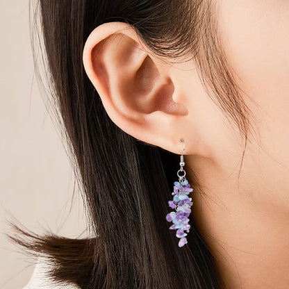 Rainbow Crystal Cluster Drop Earrings