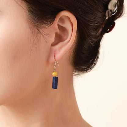 Lapis Lazuli & Yellow Jade Earrings