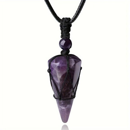 Natural Amethyst Hexagonal Crystal Pendant