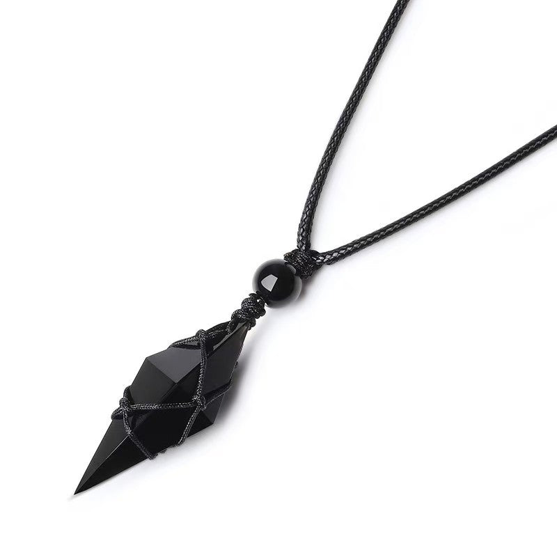Black Obsidian Pendant Crystal Necklace