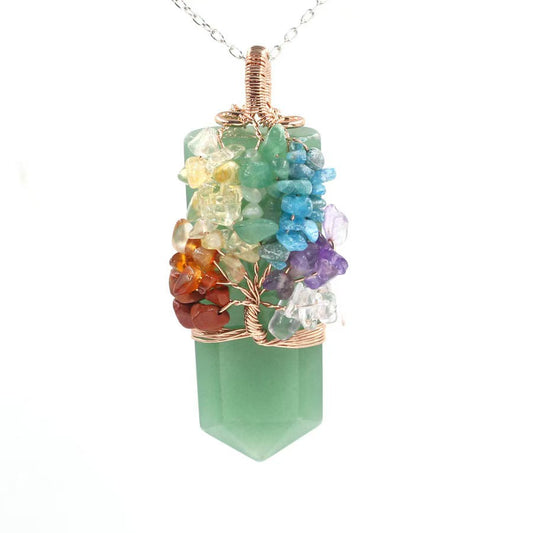 7 Chakra Tree of Life Crystal Sword Pendant