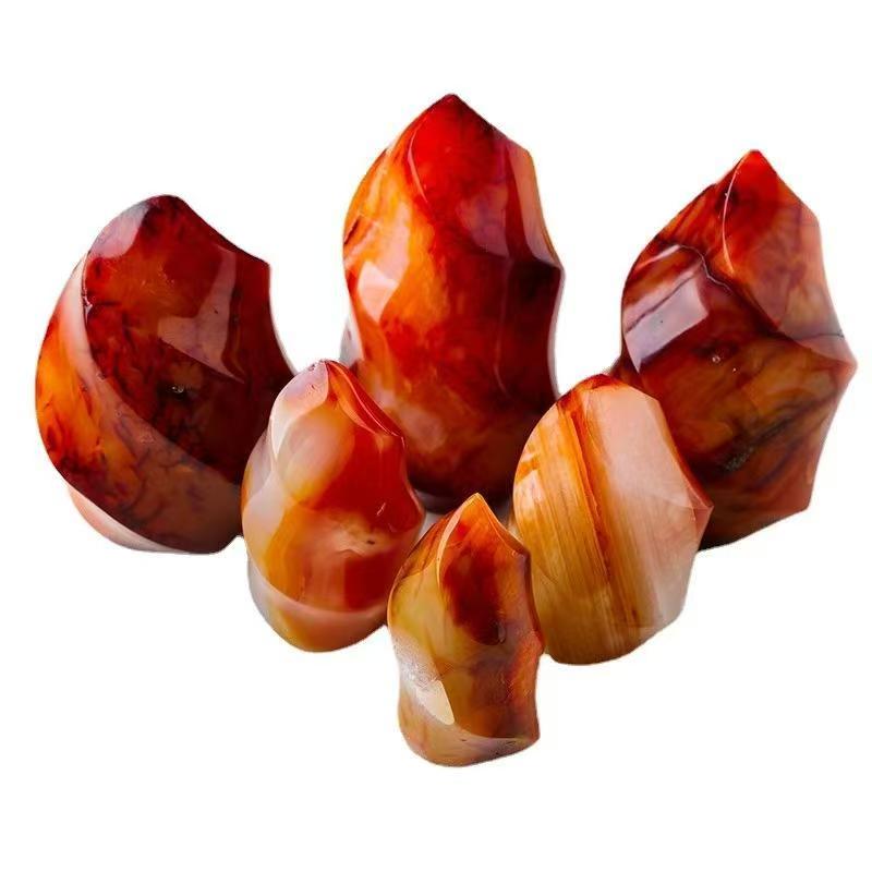 Red Agate Flame Carving