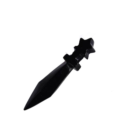 Amethyst, Obsidian, Moss Agate Star-Handle Crystal Dagger