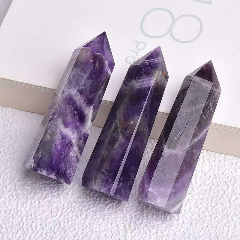 Natural Six-Sided Amethyst Crystal Tower