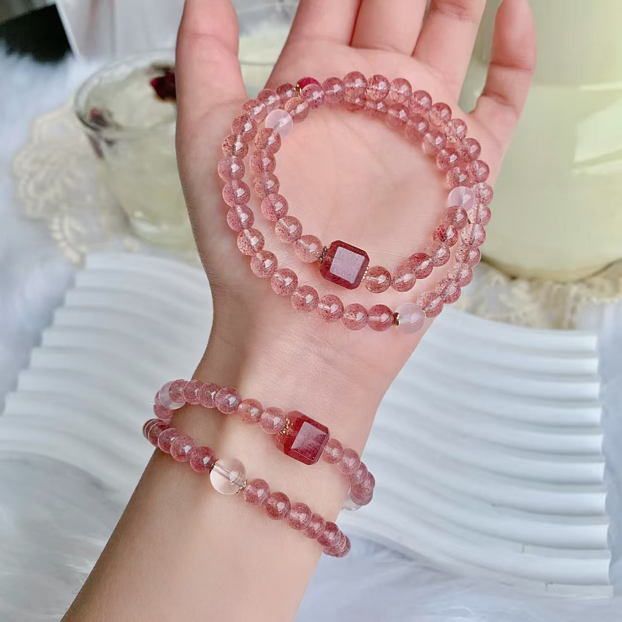 Natural Strawberry Quartz Bracelet