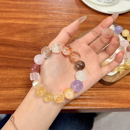 Spring Aura Rainbow Crystal Bracelet – 14mm Natural Brazilian Stones