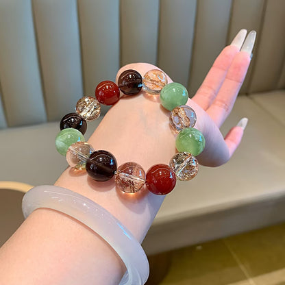 Golden Bloom Crystal Bracelet  Multi-Element Stone (8mm / Adjustable)