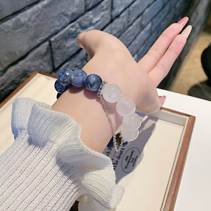 Blue Aura & White Phantom Crystal Bracelet (12mm )