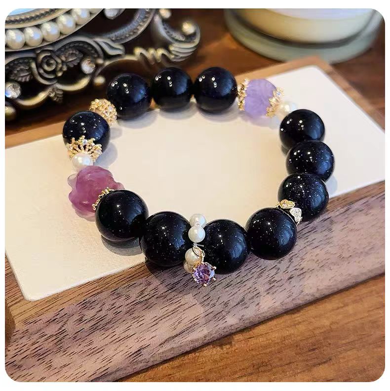 Starlight Fox Crystal Bracelet – Blue Sandstone & Amethyst