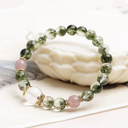 Green Phantom & Strawberry Quartz Bracelet