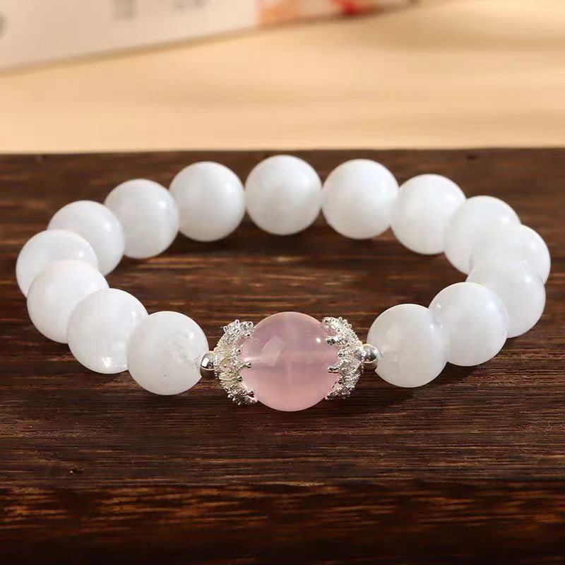 Pure Heart Harmony Bracelet  White Quartz & Rose Quartz Crystal