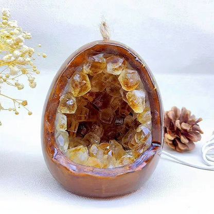 Citrine Crystal Geode LED Night Light