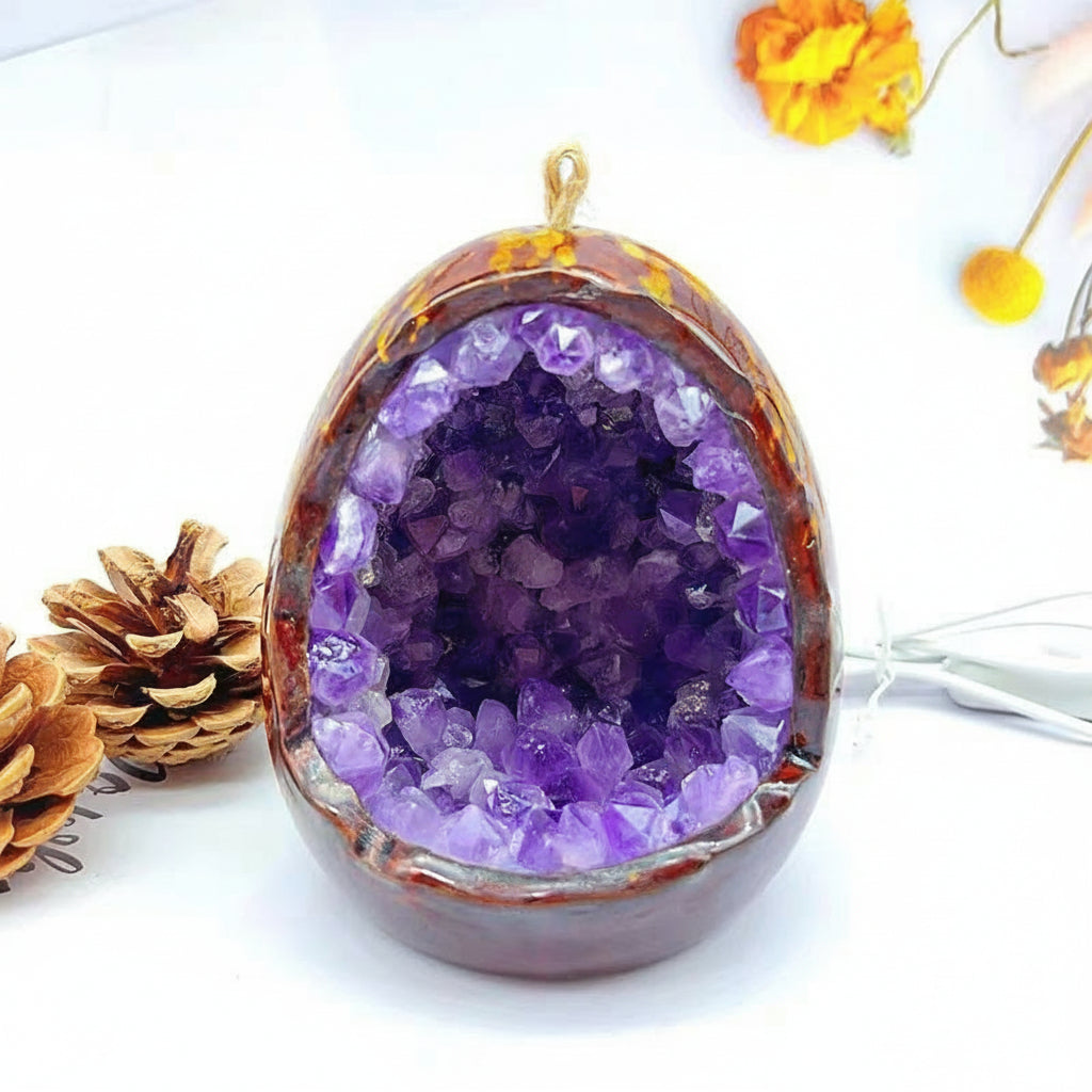 Citrine Crystal Geode LED Night Light