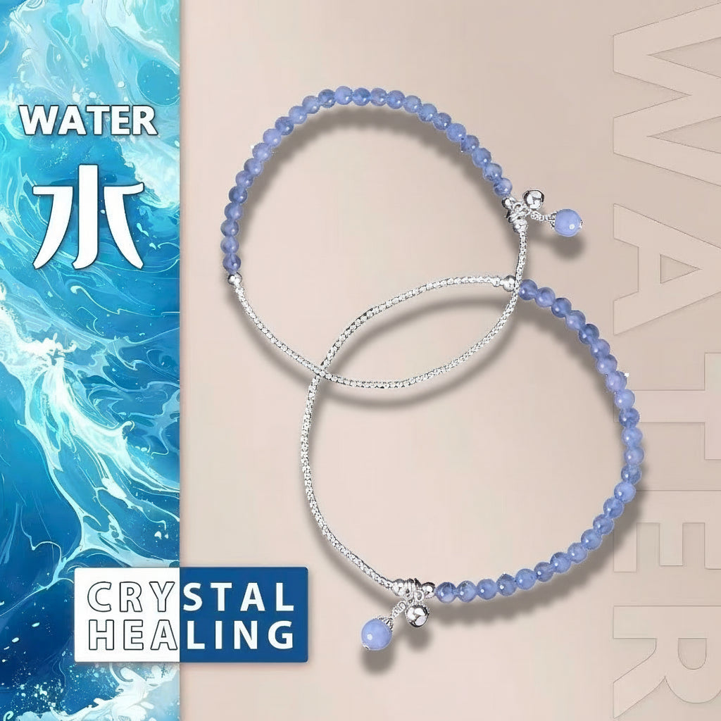 Serene Whisper Blue Chalcedony & Silver Bead