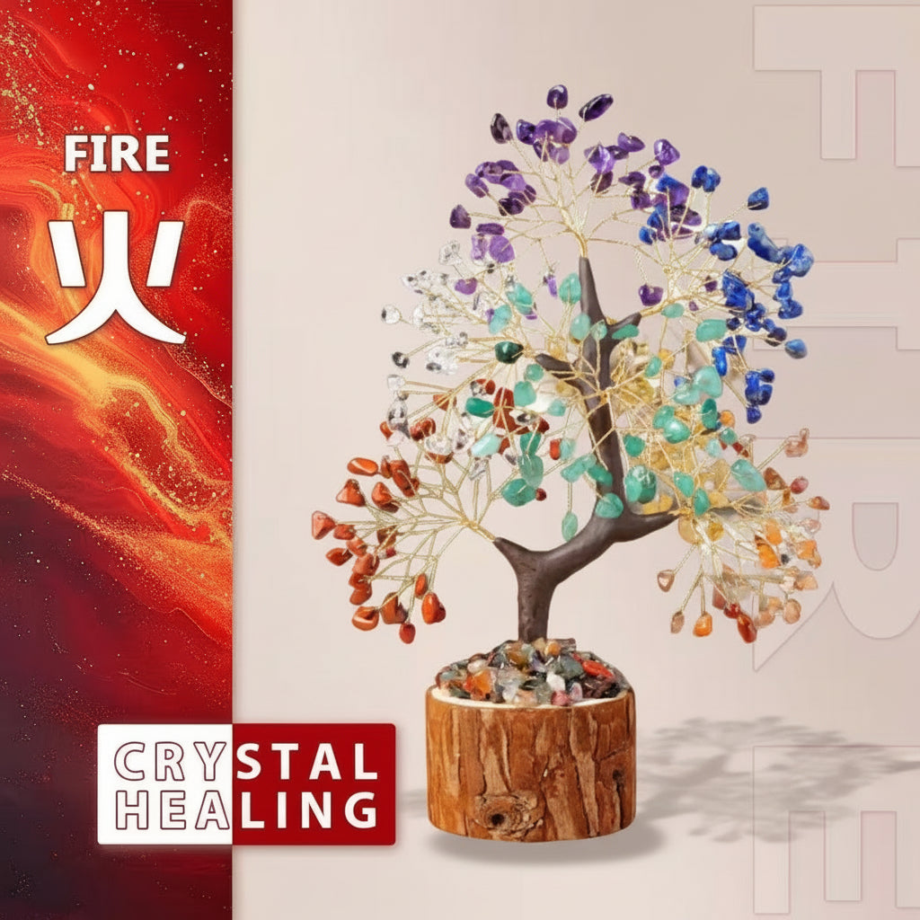 🌈 Chakra Crystal Tree of Life 7 Chakra Gem Tree on Wooden Base